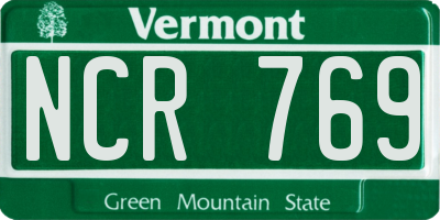 VT license plate NCR769