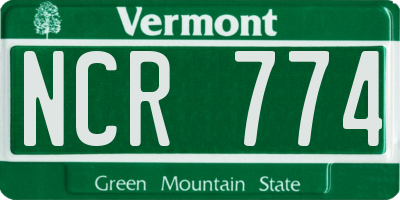 VT license plate NCR774