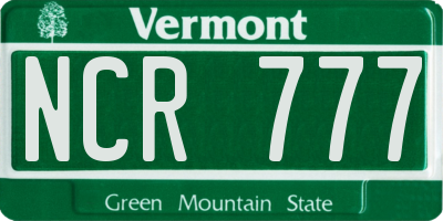 VT license plate NCR777