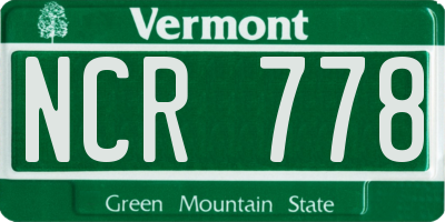 VT license plate NCR778
