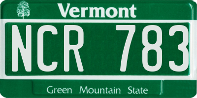 VT license plate NCR783