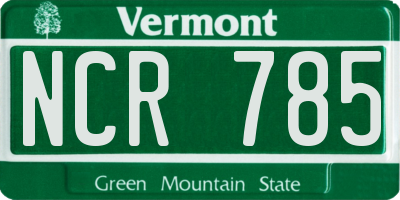 VT license plate NCR785