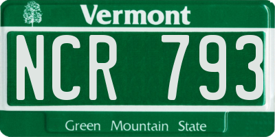 VT license plate NCR793