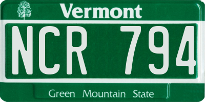 VT license plate NCR794