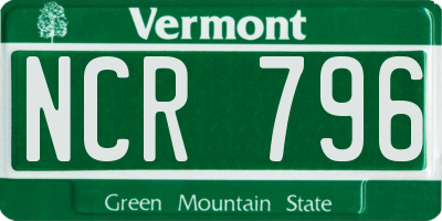VT license plate NCR796