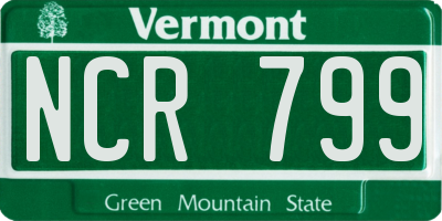 VT license plate NCR799