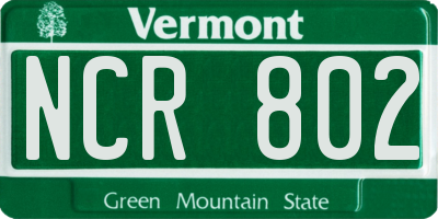 VT license plate NCR802