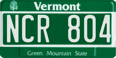 VT license plate NCR804