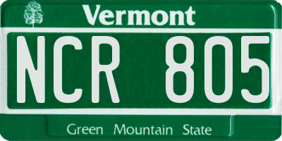 VT license plate NCR805