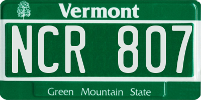 VT license plate NCR807