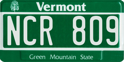 VT license plate NCR809
