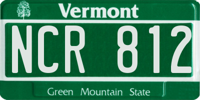 VT license plate NCR812