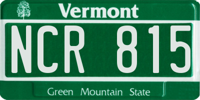 VT license plate NCR815