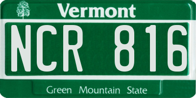 VT license plate NCR816