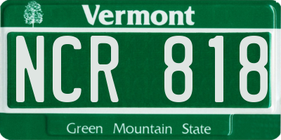 VT license plate NCR818