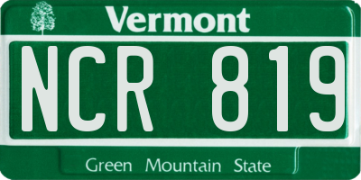 VT license plate NCR819