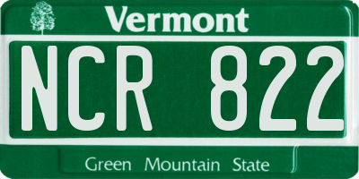 VT license plate NCR822