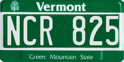 VT license plate NCR825