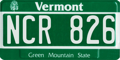 VT license plate NCR826