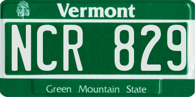 VT license plate NCR829