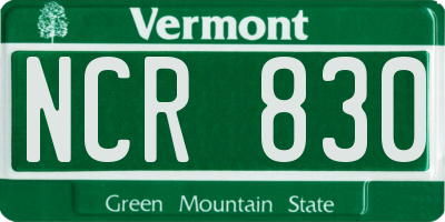 VT license plate NCR830