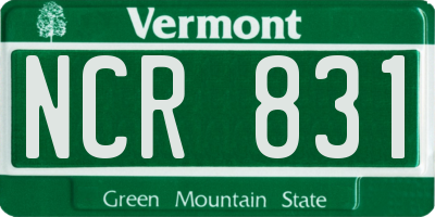 VT license plate NCR831