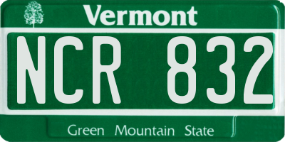 VT license plate NCR832