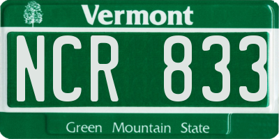 VT license plate NCR833