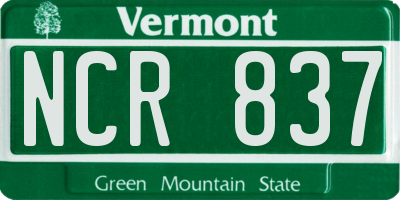 VT license plate NCR837