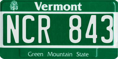 VT license plate NCR843