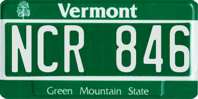 VT license plate NCR846