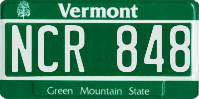 VT license plate NCR848