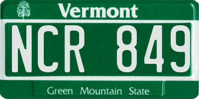 VT license plate NCR849