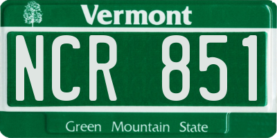VT license plate NCR851