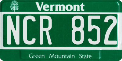VT license plate NCR852