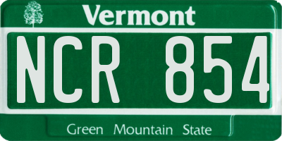 VT license plate NCR854