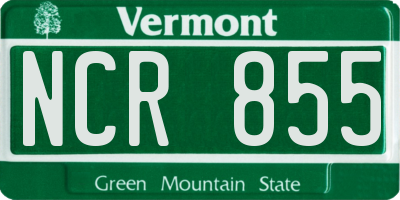VT license plate NCR855