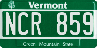 VT license plate NCR859