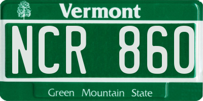 VT license plate NCR860