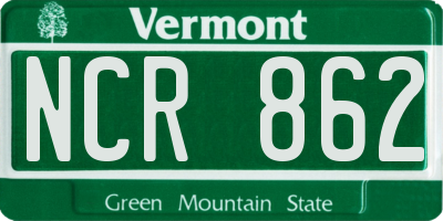 VT license plate NCR862