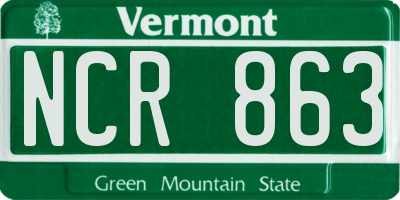 VT license plate NCR863