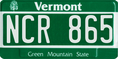 VT license plate NCR865
