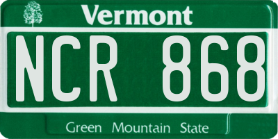 VT license plate NCR868