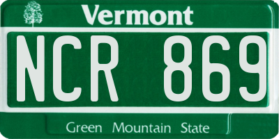 VT license plate NCR869