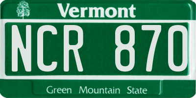 VT license plate NCR870