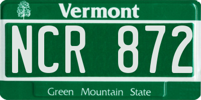 VT license plate NCR872