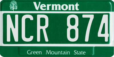 VT license plate NCR874
