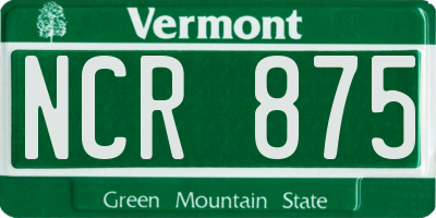 VT license plate NCR875