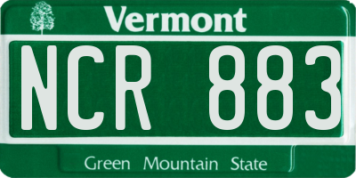 VT license plate NCR883