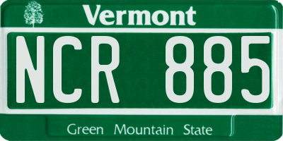 VT license plate NCR885